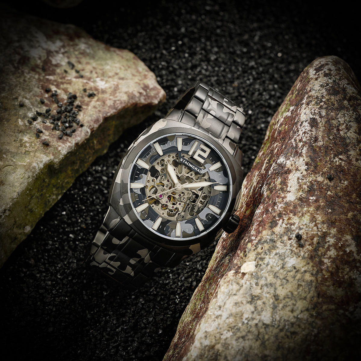 Courage. Skeleton Dial. Black Camo Bracelet. SG-2803-55