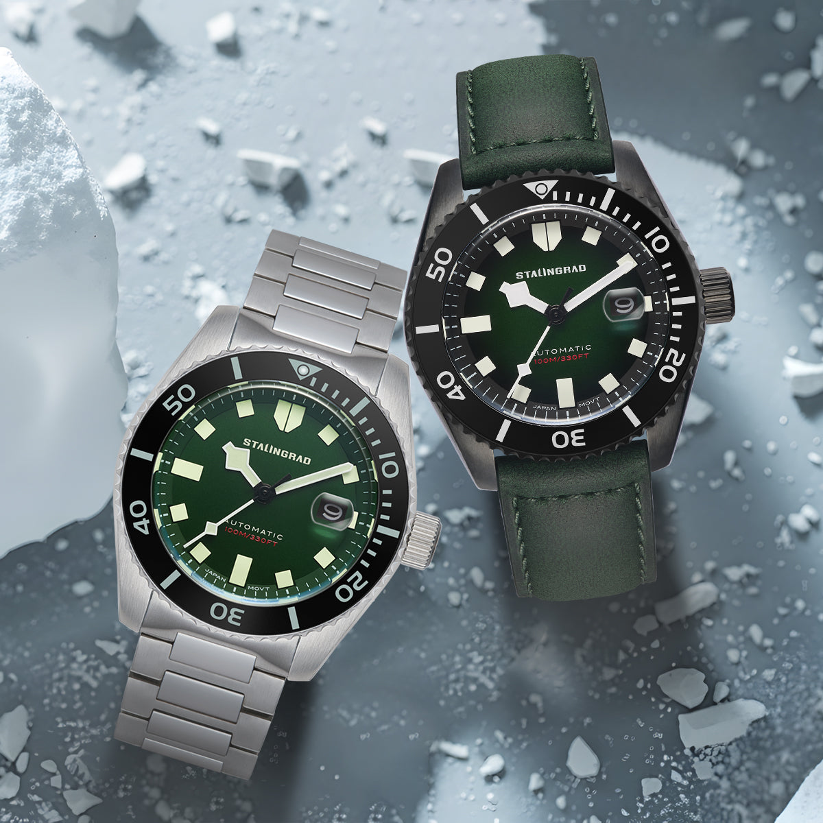 Volga Defender. Green Dial. 316L BRACELET. SG-0413-33