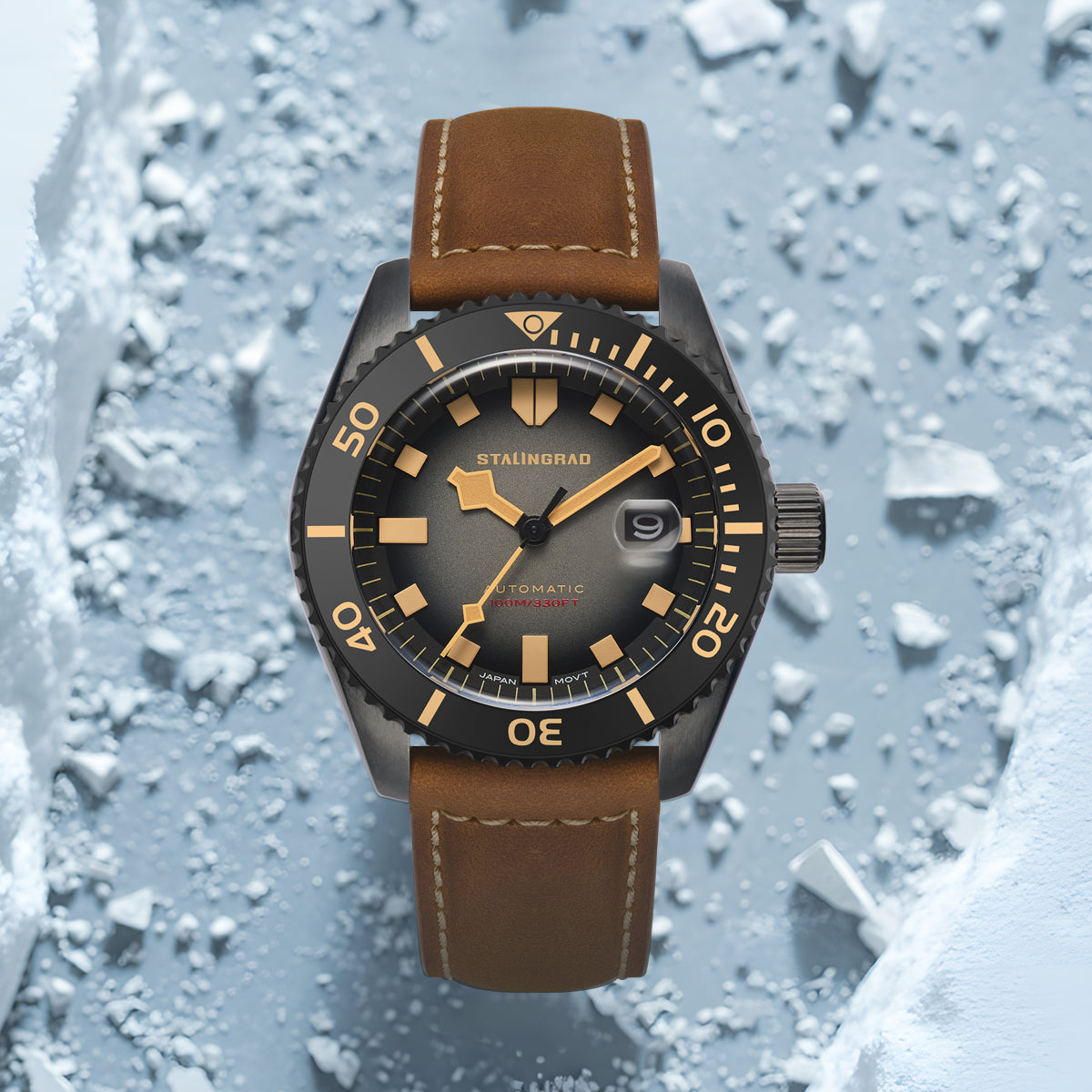 Volga Defender. Black Gradient Dial. Brown Leather Strap. SG-0413-07