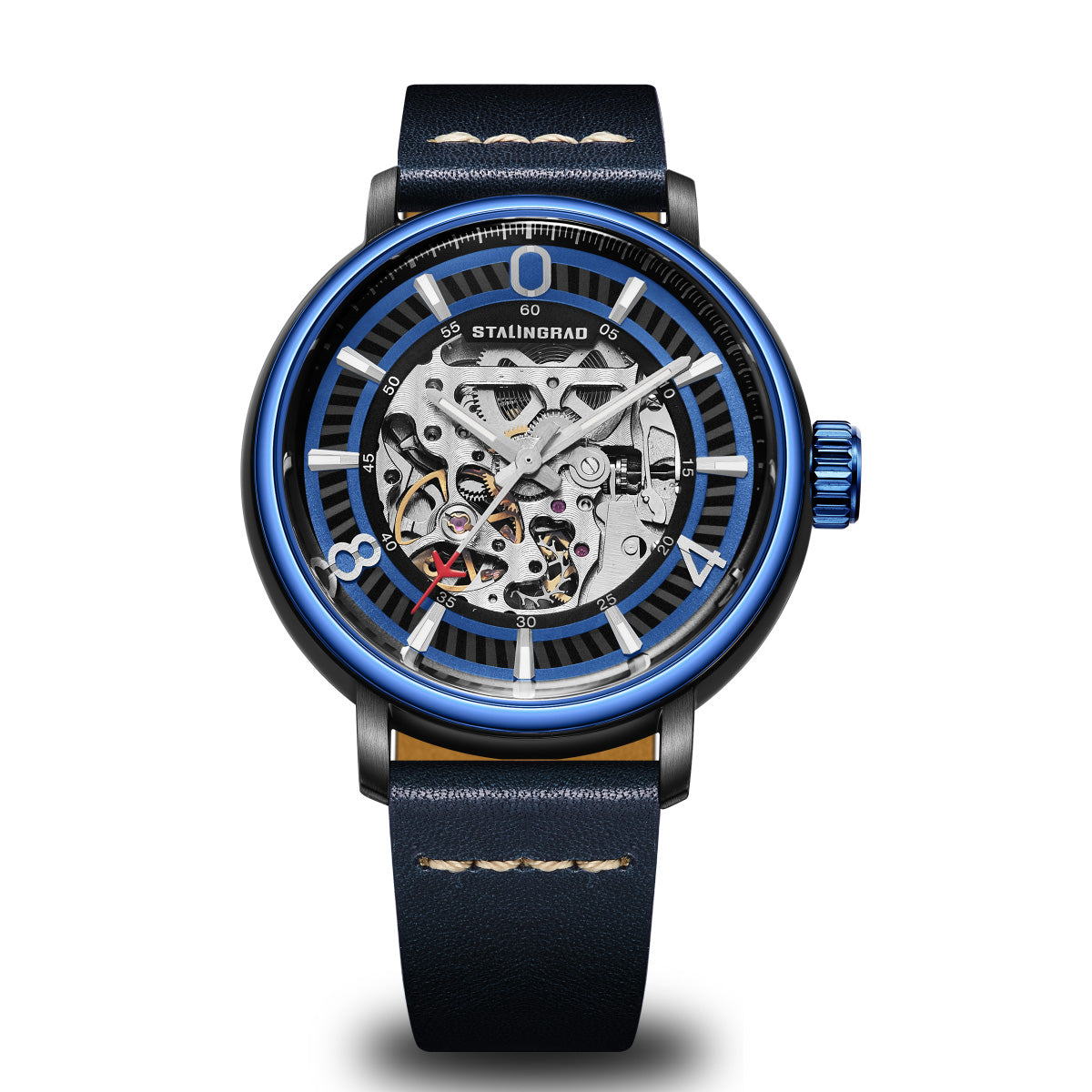 Hero. Skeleton Dial. Dark Blue. Blue Leather Strap. SG-1003-04