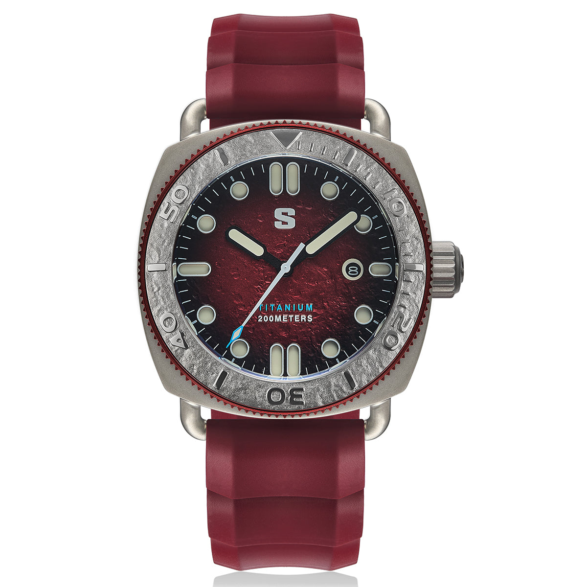 TITANIUM Defender. Red Lunar Dial. Red Silicon Strap. SG-24001-06