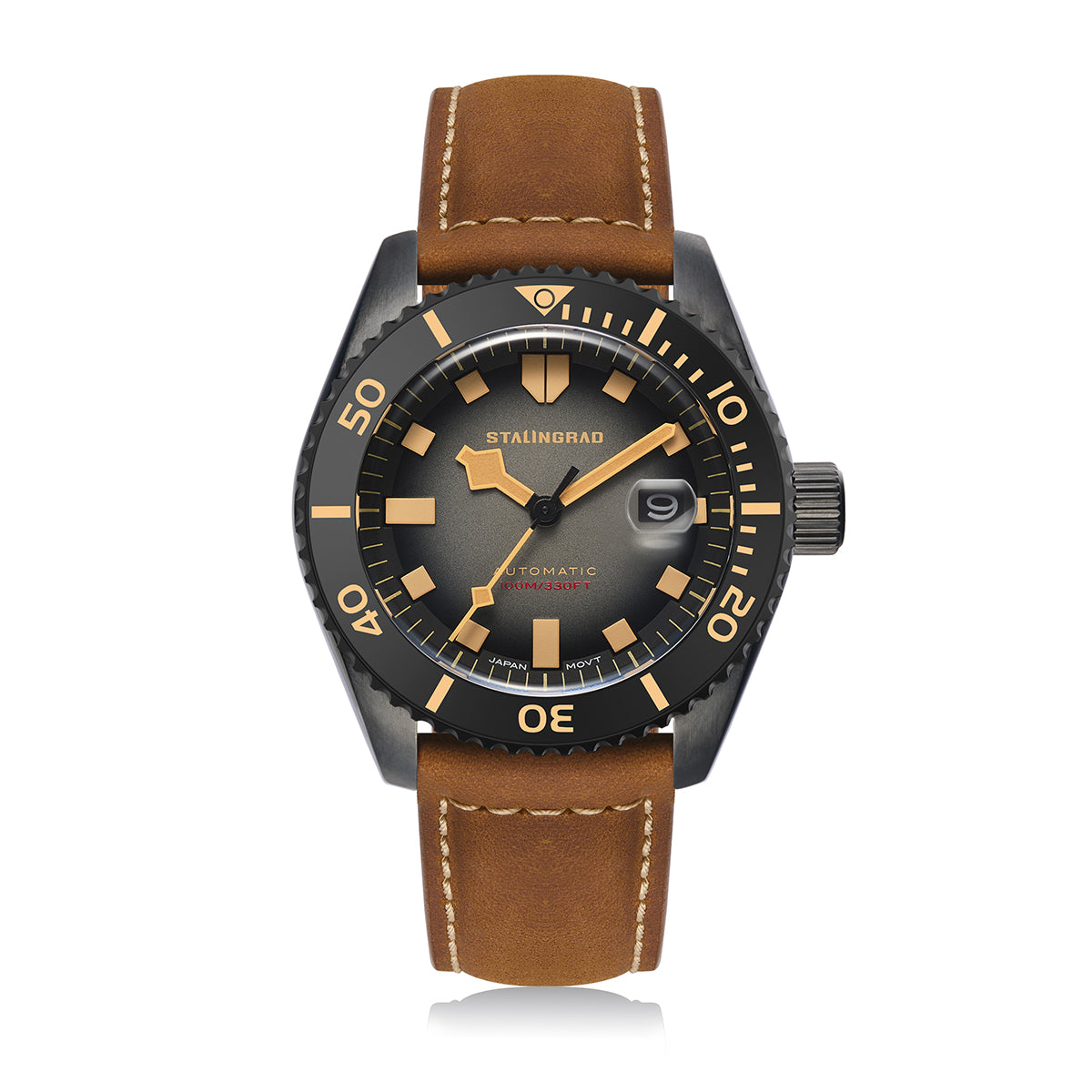 Volga Defender. Black Gradient Dial. Brown Leather Strap. SG-0413-07