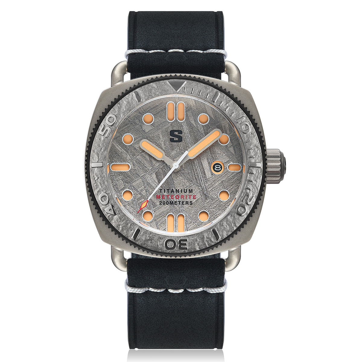 TITANIUM Defender. Grey Meteorite Dial. Black Leather Strap. SG-24001-08