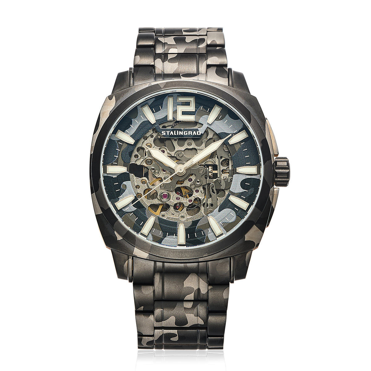 Courage. Skeleton Dial. Black Camo Bracelet. SG-2803-55